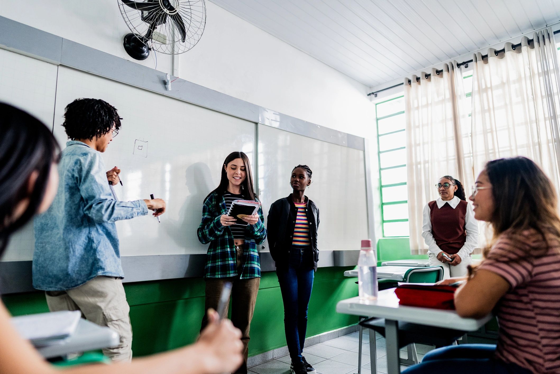 Students presenting and participating in class