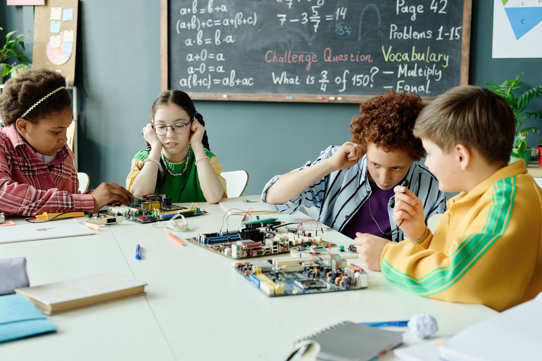 Students participating in a collaborative classroom activity